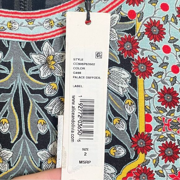 Alice + Olivia Delora Fitted Mock Neck Floral Midi Dress Palace Daffodil 2 NWT - Picture 13 of 13